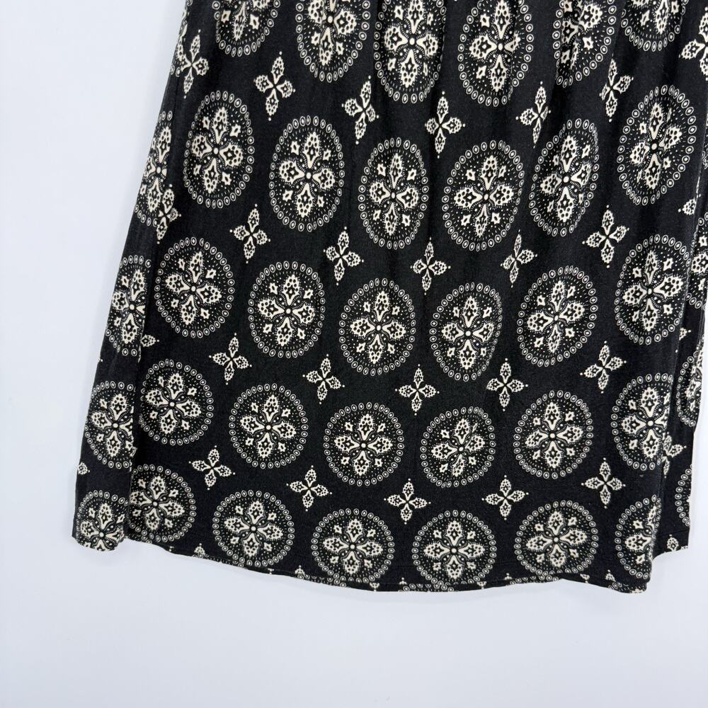 Lascana Smocked Waist Pull on Midi Skirt size 8 Black Medallion Pattern Boho - Picture 6 of 11